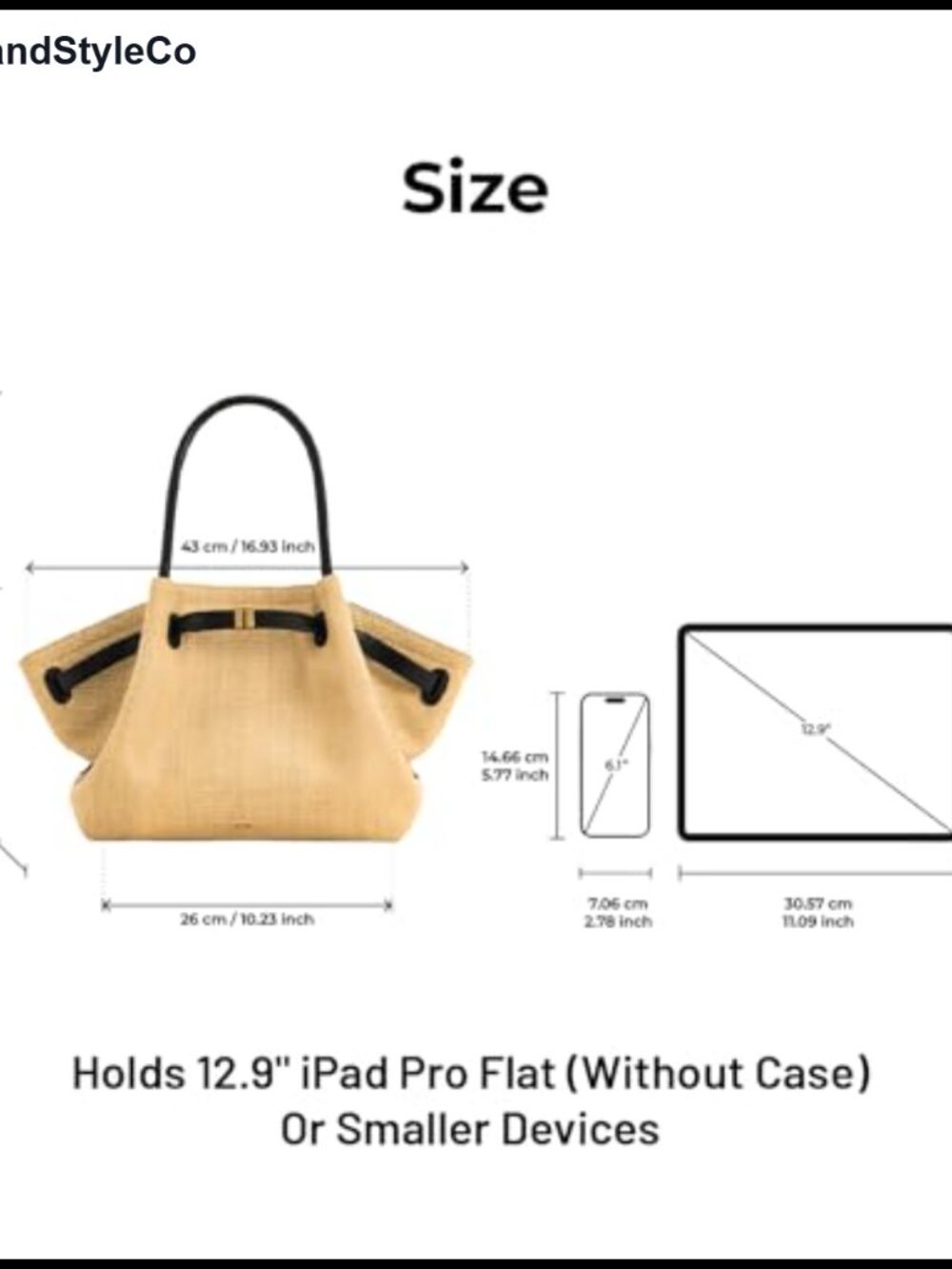 Artificial Raffia Medium Tote Bag with Gold Hardware - Picture 2 of 6